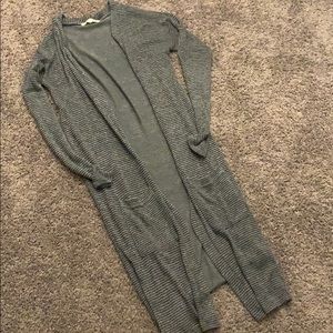Aeropostale Black & Gray Long Cardigan W/ Pockets